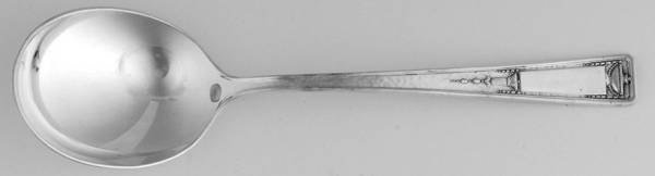 Buckingham (Silverplate, 1924, Monograms) Round Bowl Soup Spoon (Bouillon)