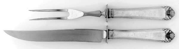 George II (Sterling, 1937, Monograms) Small Stainless Blade 2-Piece Steak Carving Set