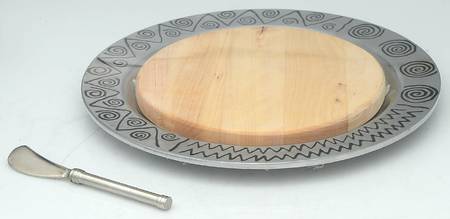 Reggae (Armetale, Hollowware) Round Cheese Tray/Board with Spreader