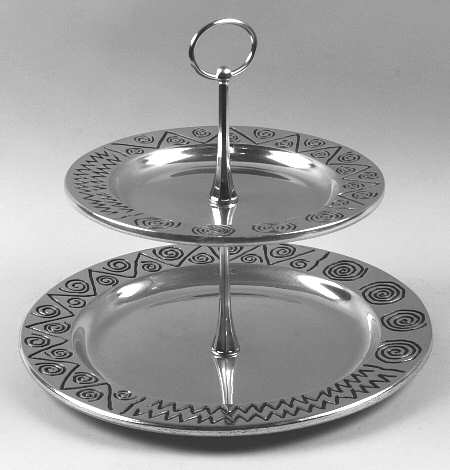 Reggae (Armetale, Hollowware) Pewter 2-Tier Round Serving Tray