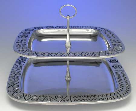 Reggae (Armetale, Hollowware) Pewter 2-Tier Square Serving Tray