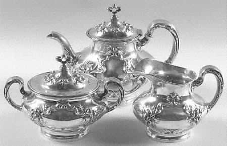 Eton (Sterling, Hollowware) 3 Piece Tea Set (STP, SCR, SSU)