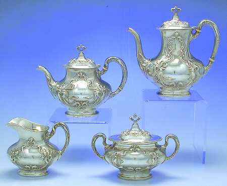 Eton (Sterling, Hollowware) 4 Piece Tea Set (SCP, STP, SCR, SSU)
