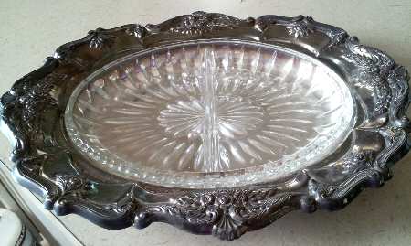 St. Regis (Silverplate, Hollowware) Relish with 2 Part Glass Liner