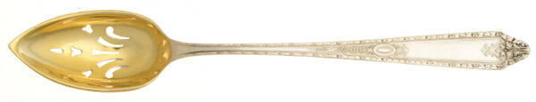 Cinderella (Sterling, No Monograms) Pierced Bowl Short Handle Olive Spoon
