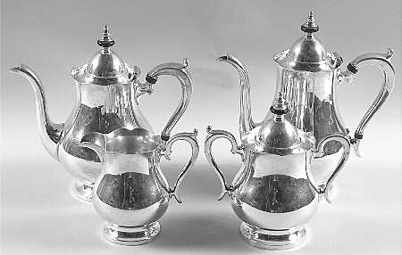 Alden (Silverplate, Hollowware) (4 Piece) Silverplate Tea Set