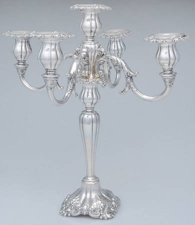 Baroque (Silverplate, Hollowware, Newer) Large 5-Light Candelabra