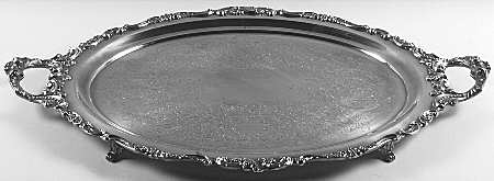 Baroque (Silverplate, Hollowware, Newer) Large Footed Waiter Tray