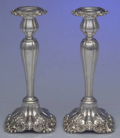 Baroque (Silverplate, Hollowware, Newer) Pair of 10" Candlesticks