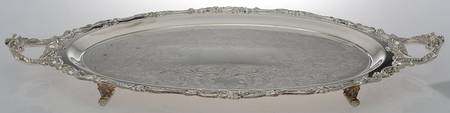 Baroque (Silverplate, Hollowware, Newer) Large Footed Waiter Tray