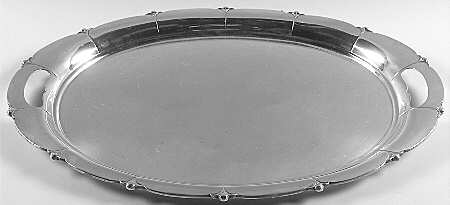 Lotus (Sterling, Hollowware, Round Base) Large Waiter Tray