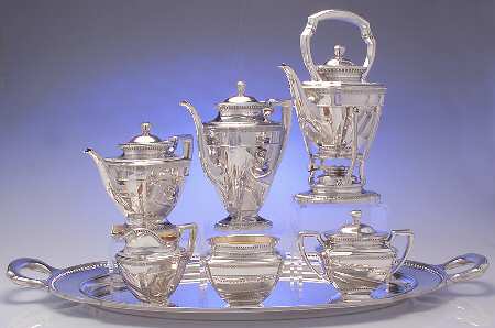 9761 (Sterling, Hollowware) 7 Piece Tea Set (SCP, STP, SCR, SSU, SWB, SKES & WTL)