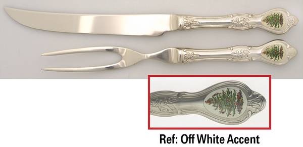 Christmas Tree (Stainless) Small Stainless Blade 2-Piece Steak Carving Set by Wallace Silver