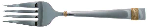 Golden Oberon (Stainless, Gold Accent) Large Solid Cold Meat Serving Fork