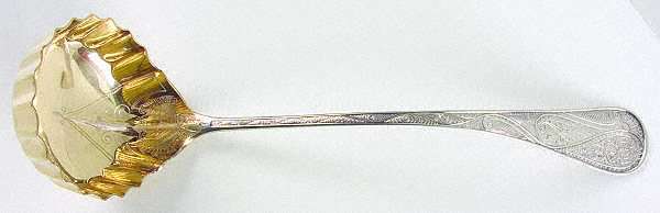Cashmere (Sterling, 1878) Large Soup Ladle, Bright Cut Solid Piece