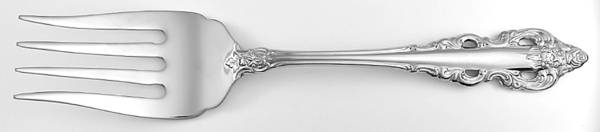Antique Baroque (Stainless) Large Solid Cold Meat Serving Fork