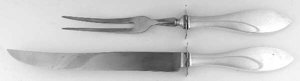 Plain Pointed (Sterling) Large 2-Piece Roast Carving Set w/Stainless Blade