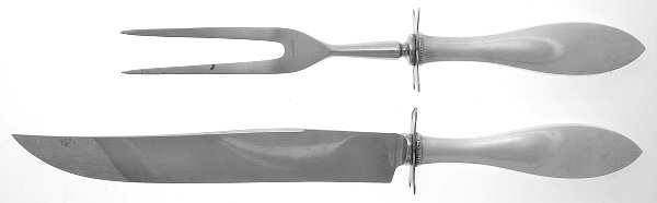 Plain Pointed (Sterling) Large 2-Piece Roast Carving Set w/Stainless Blade