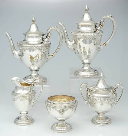 Sir Christopher (Sterling, Hollowware, #4050) 5 Piece Tea Set (SCP, STP, SCR, SSU, SWB)