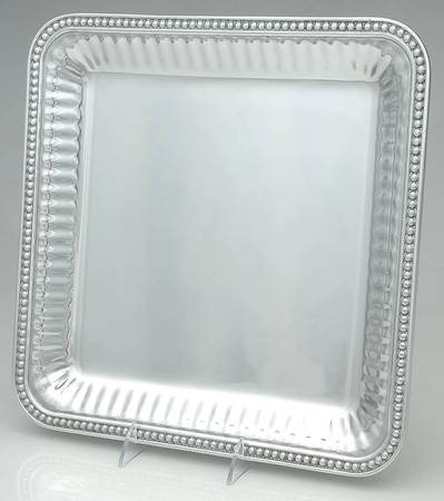 Flutes & Pearls (Pewter, Hollowware) 13" Square Tray
