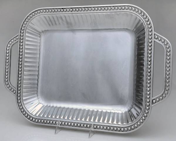 Flutes & Pearls (Pewter, Hollowware) 14" Handled Rectangular Tray