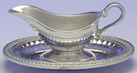 Flutes & Pearls (Pewter, Hollowware) Gravy Boat & Underplate