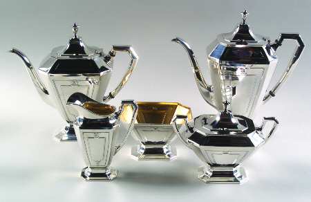 Princess Mary (Sterling, Hollowware) 5 Piece Tea Set (SCP, STP, SCR, SSU, SWB)