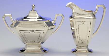 Princess Mary (Sterling, Hollowware) Creamer & Sugar with Lid Set