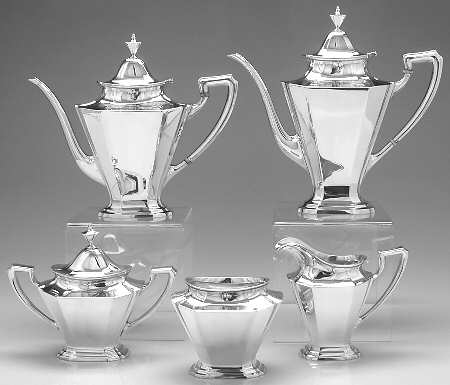 King Albert (Sterling, Hollowware) 5 Piece Tea Set (SCP, STP, SCR, SSU, SWB)