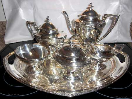 Orange Blossom (Sterling, Hollowware) 6 Piece Tea Set (SCP, STP, SCR, SSU, SWB, WTL)