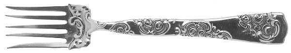 Roses and Scrolls (Sterling) Large Solid Tined Sardine Serving Fork