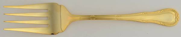 Golden Ribbon (Gold Electroplate) Medium Solid Cold Meat Serving Fork