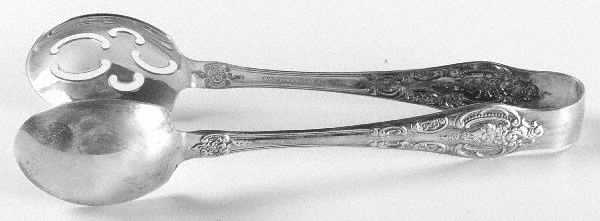 Baroque (Silverplate) Large Ice Serving Tongs with Bowl Tips