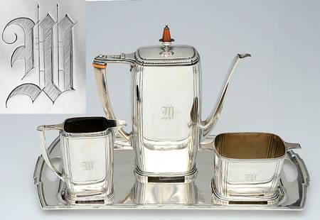 Rhythm (Sterling, Hollowware) (4pc) Coffee Set (SCP1, SCR1, SSUO1 & RET171)