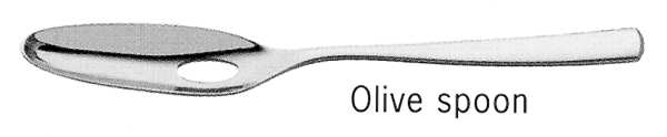 Bistro (Stainless, No Center Ridge) Pierced Bowl Short Handle Olive Spoon