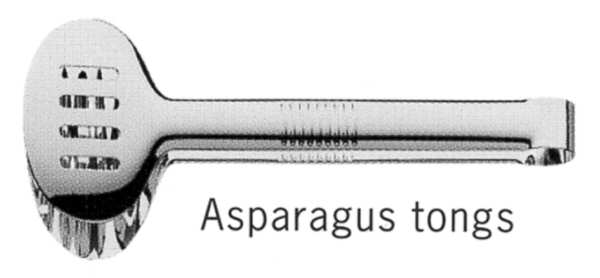 Bistro (Stainless, No Center Ridge) Solid Piece Aspragus Tongs