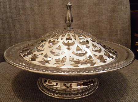 4427 (Sterling, Hollowware) Round Footed Centerpiece & Silverplate Frog