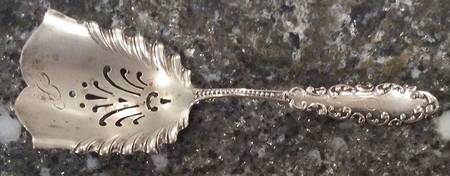 WTS34 (Sterling) Solid Bon Bon Spoon with Pierced Bowl