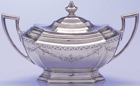 Washington-Engraved (Sterling, Hollowware) Sugar Bowl & Lid