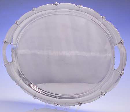 Lotus (Sterling, Hollowware, Scallop Base) Large Waiter Tray