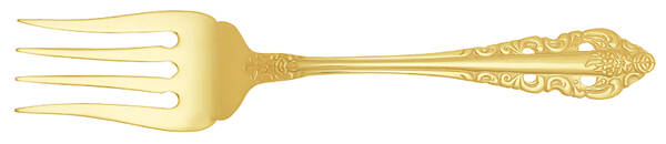 Antique Baroque (Gold Electroplate) Large Solid Cold Meat Serving Fork