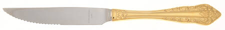 Antique Baroque (Gold Electroplate) Steak Knife Individual Hollow, Serrate HC