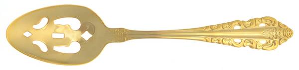 Antique Baroque (Gold Electroplate) Pierced Tablespoon (Serving Spoon)