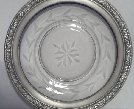110 (Sterling, Hollowware) Crystal Coaster with Sterling Rim