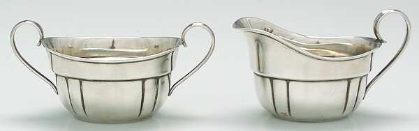 4212 (Sterling, Hollowware) Mini Sterling Creamer and Open Sugar