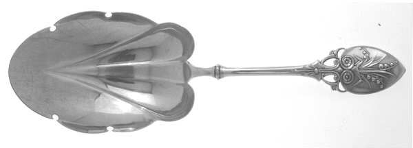 Lily (Sterling, 1870, Pierced Handle) Small Solid Berry/Casserole Spoon