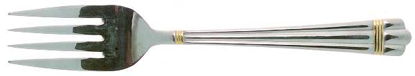Golden Apollo (Stn, Go Acc, Rib Front Only) Medium Solid Cold Meat Serving Fork by Wallace Silver