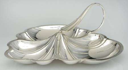 Silverplate Hollowware 3-Part Handled Plated Bon Bon Bowl