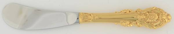 Golden Sir Christopher (Strlng, Gold) Butter Spreader Hollow Hdl-Paddle/Stainless Blade
