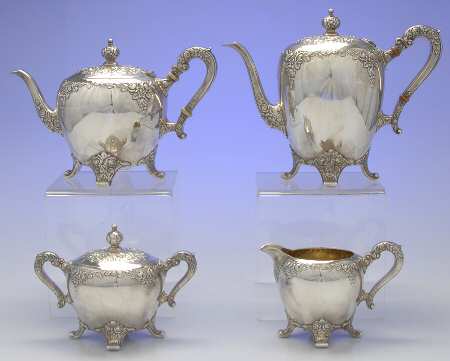 Normandie (Sterling, Hollowware) 4 Piece Tea Set (SCP, STP, SCR, SSU)
